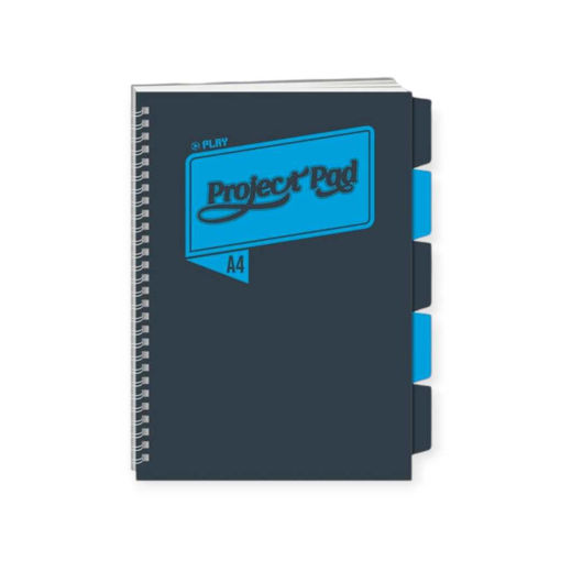 Picture of A4 PROJECT PAD SPIRAL NOTEBOOK BLACK/BLUE W/5 DIVIDERS 100PG